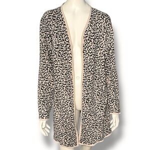 JM Collection Serena Abstract Flyaway Tan & Black Open Cardigan Sweater Size XXL